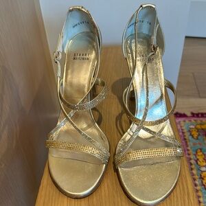Stuart Weitzman, “Surreal”, gold supple kid size 10